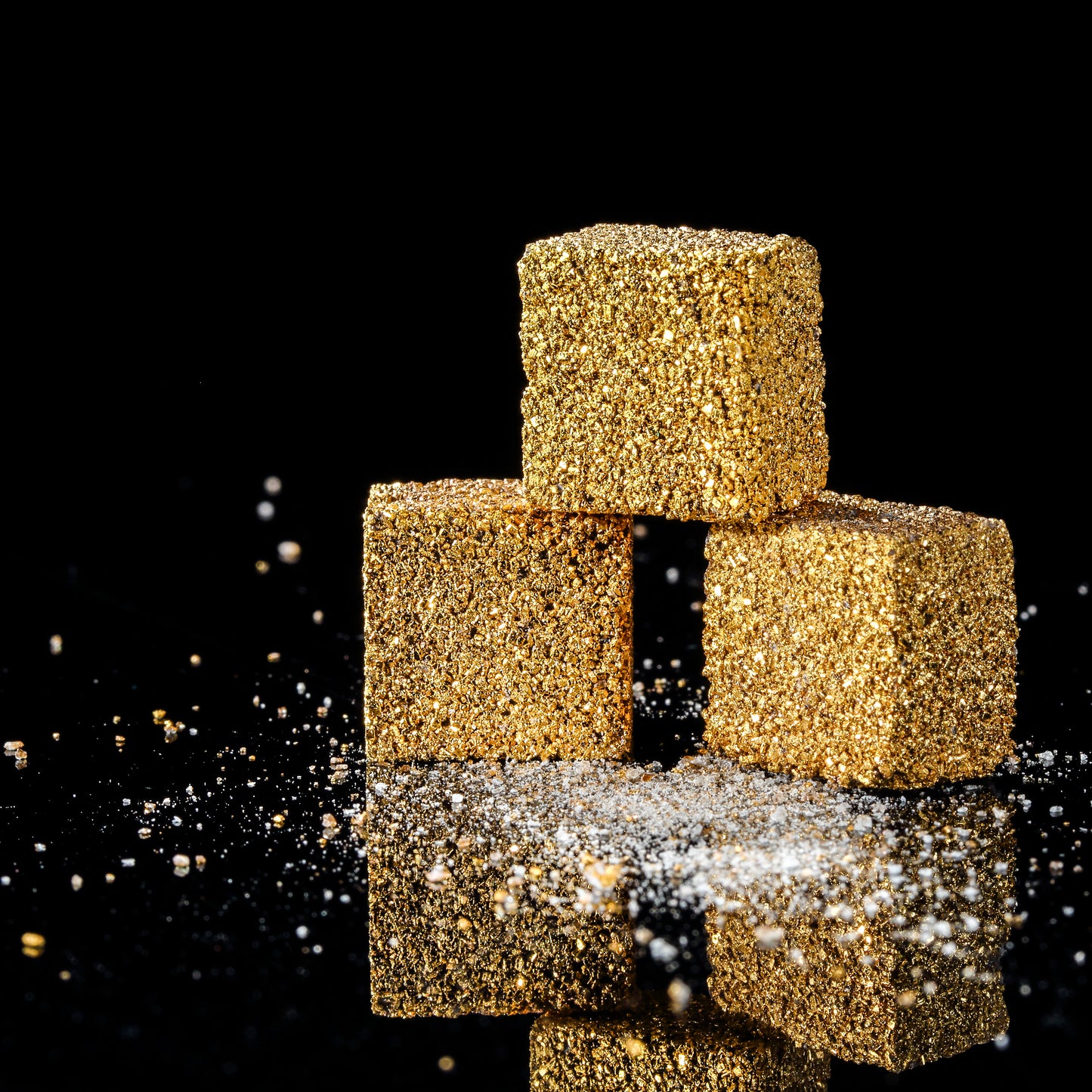Gold Sugar Set of 3 Cubes, Premium Edition